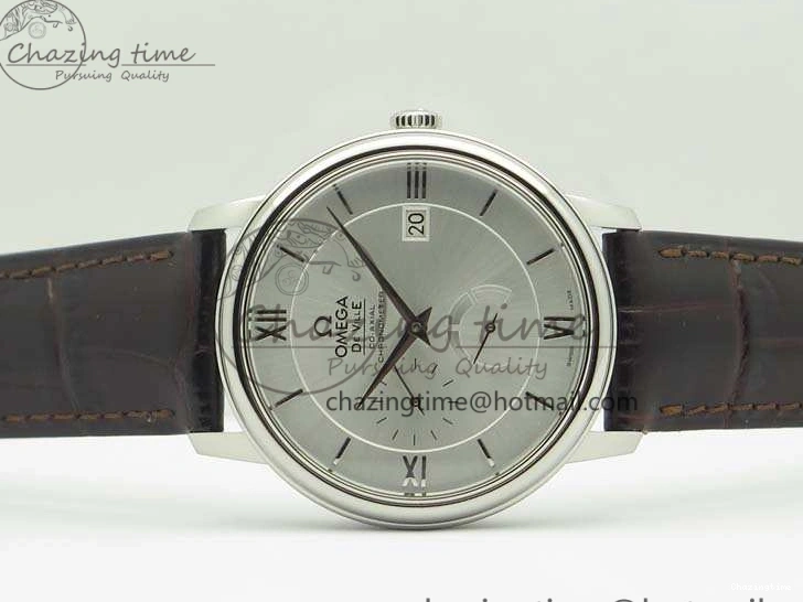 0119 FashionForward De Ville Prestige Real Power Reserve SS TW 1:1 Best Edition White Dial SS Markers On Leather Strap A 8095